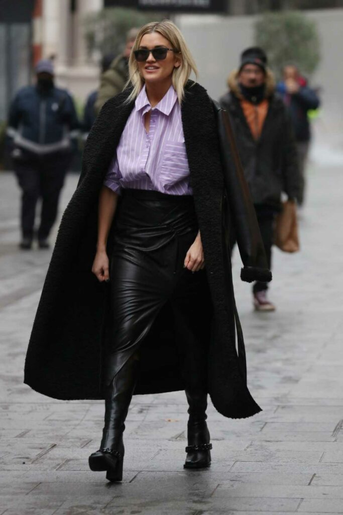 Ashley Roberts in a Black Coat
