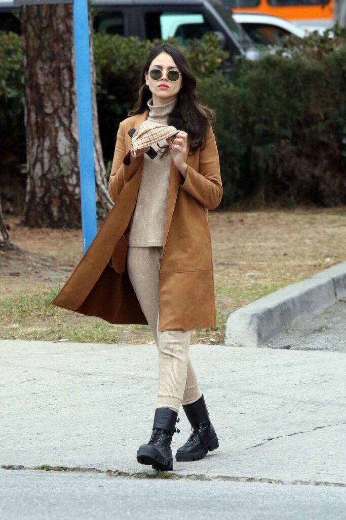Eiza Gonzalez in a Tan Coat