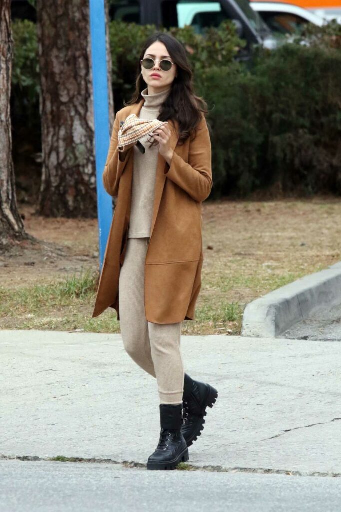 Eiza Gonzalez in a Tan Coat