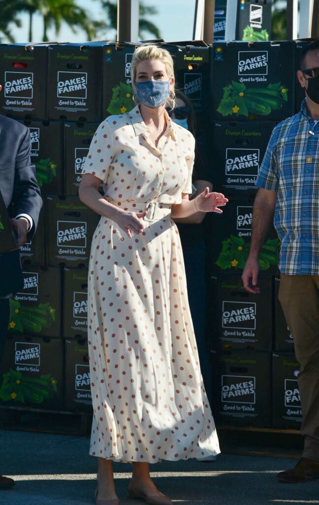 Ivanka Trump in a Beige Polka Dot Dress