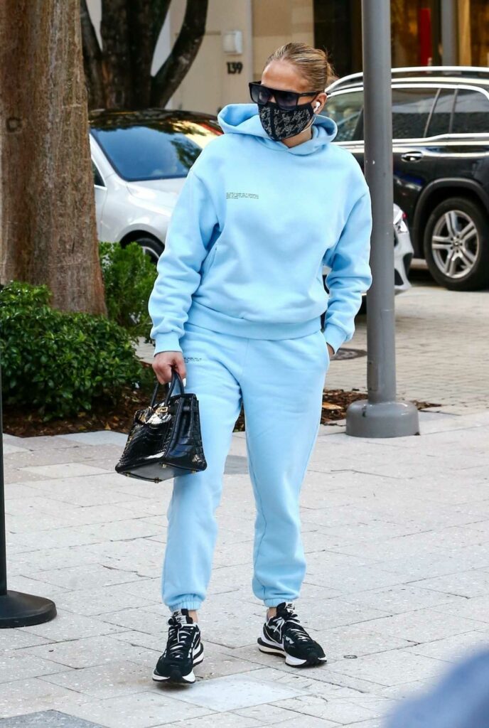 Jennifer Lopez in a Light Blue Sweatsuit