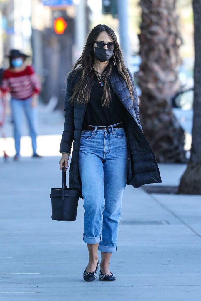 Jordana Brewster in a Black Protective Mask