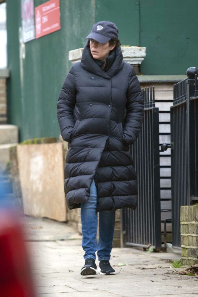Olivia Colman in a Black Puffer Coat