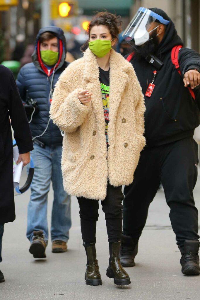 Selena Gomez in a Green Protective Mask