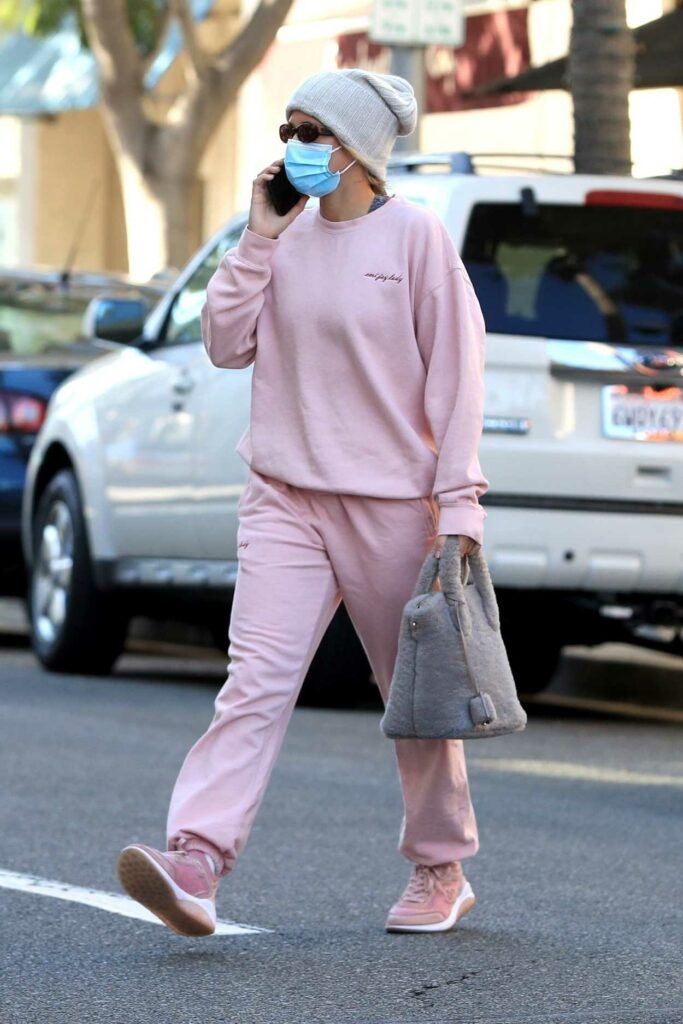 Sofia Richie in a Pink Sweatsuit