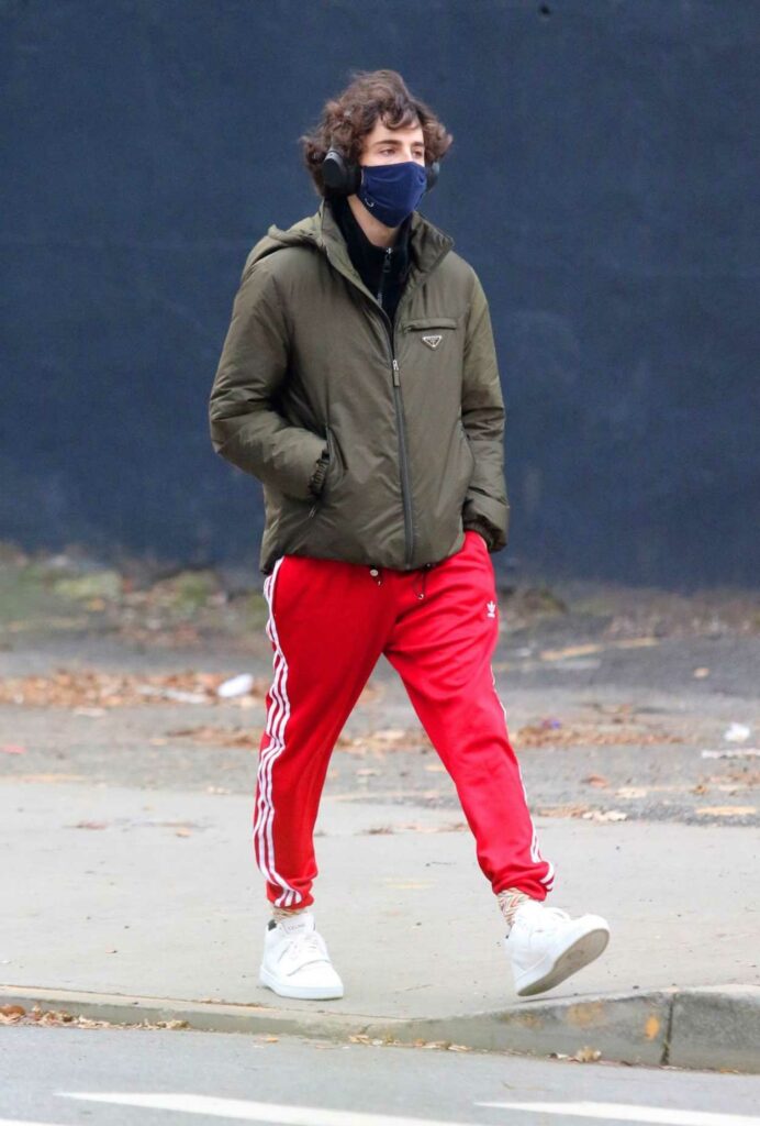 Timothee Chalamet in a Red Track Pants