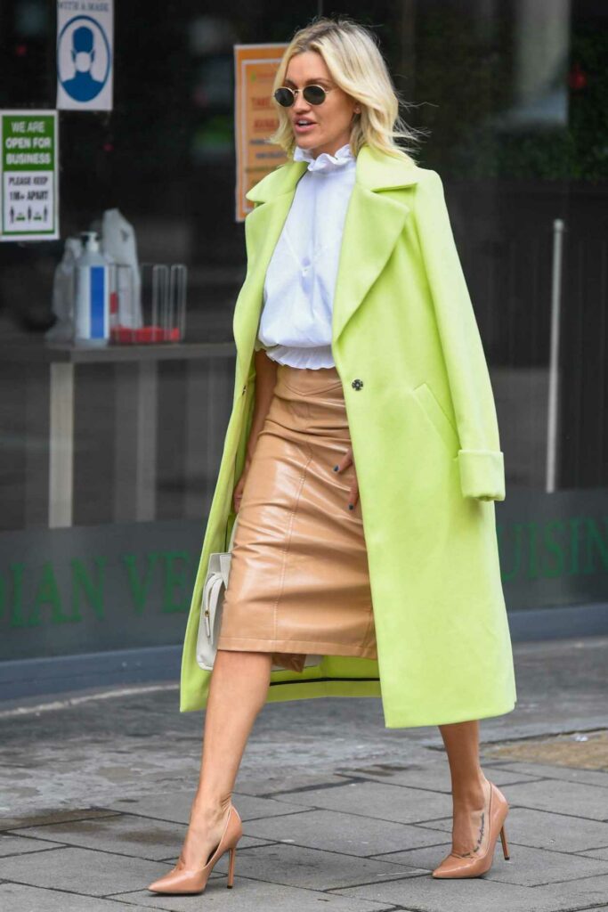 Ashley Roberts in a Neon Green Coat