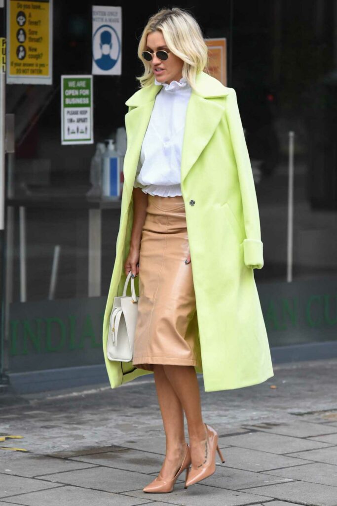 Ashley Roberts in a Neon Green Coat