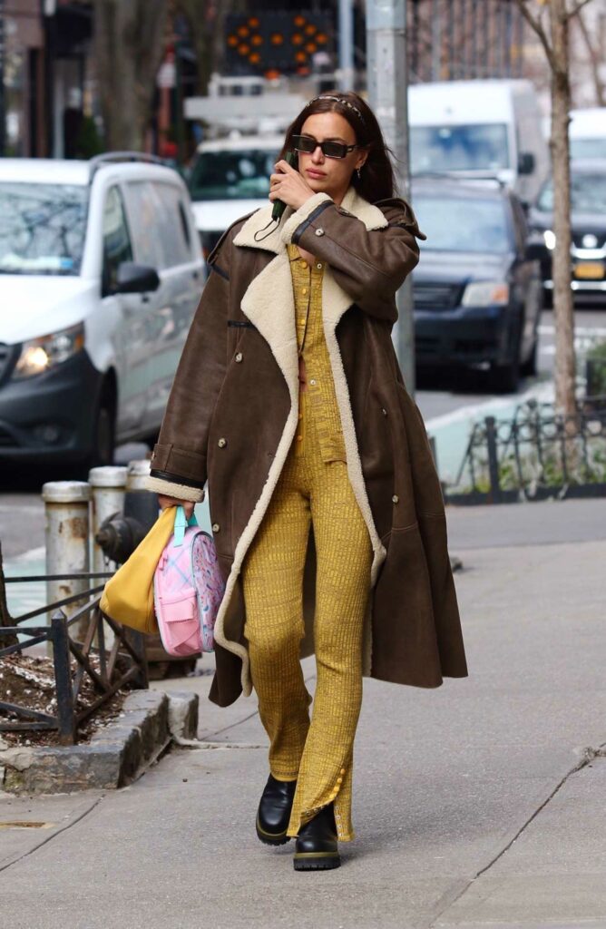 Irina Shayk in a Yellow Pantsuit