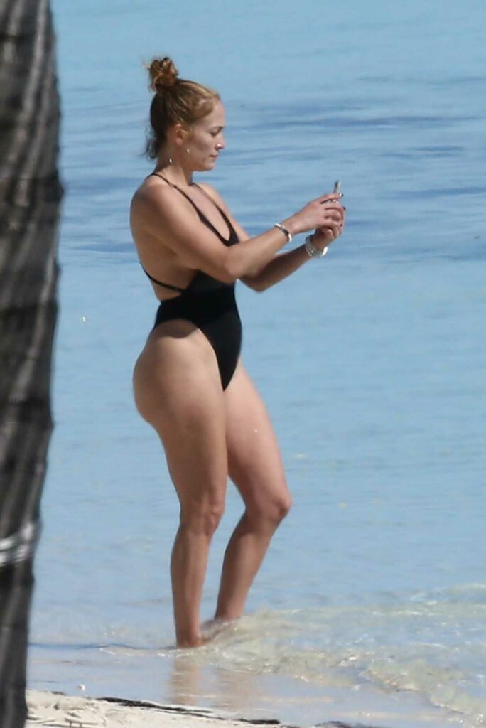 Jennifer Lopez in a Black Swimsuit