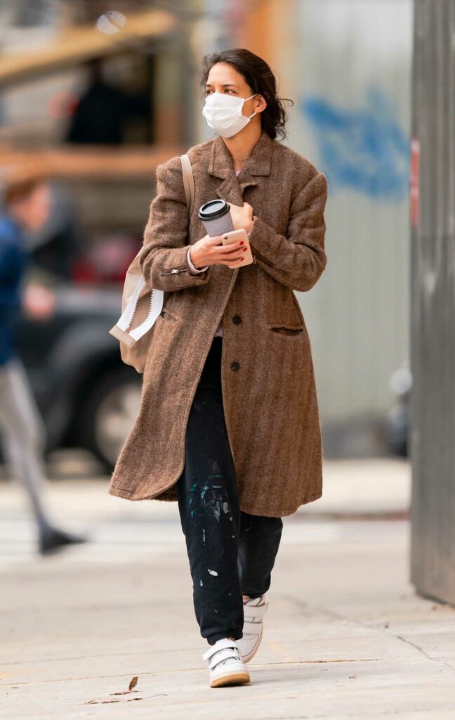Katie Holmes in a Tan Coat