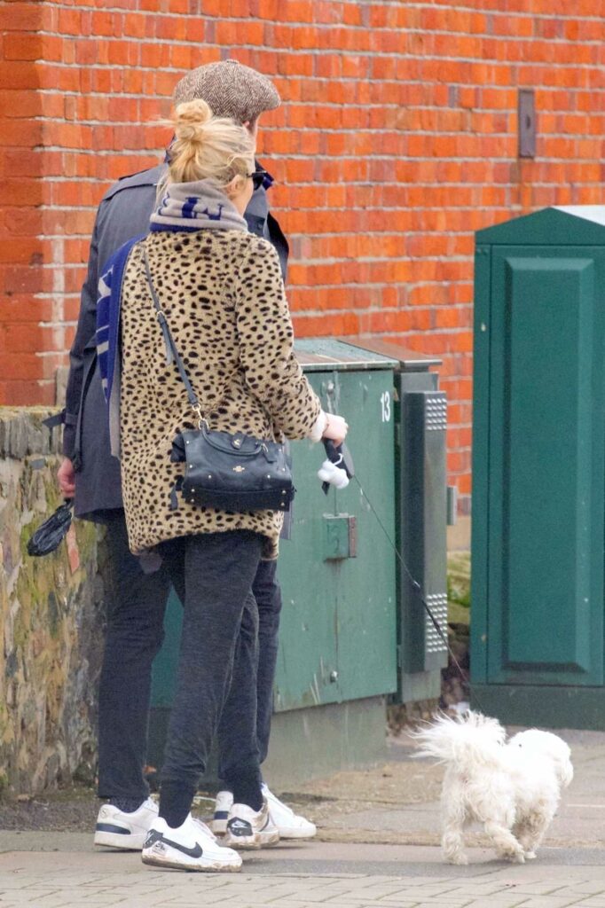 Laura Whitmore in an Animal Print Fur Coat