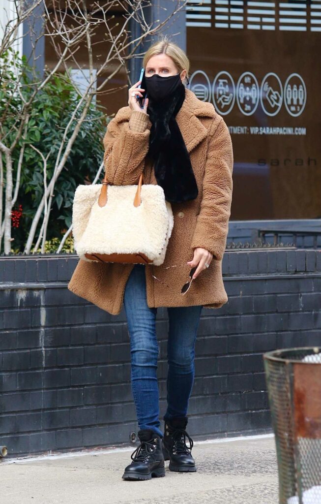 Nicky Hilton in a Tan Fur Coat