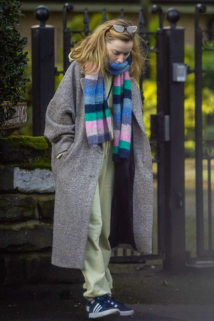 Phoebe Dynevor in a Grey Coat