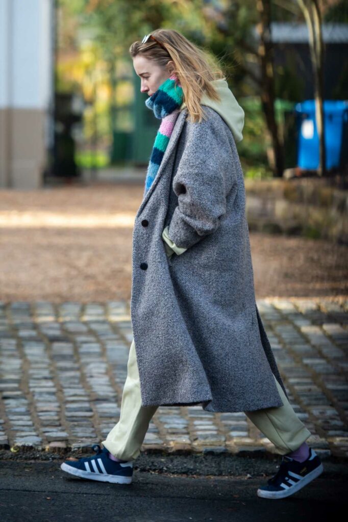 Phoebe Dynevor in a Grey Coat
