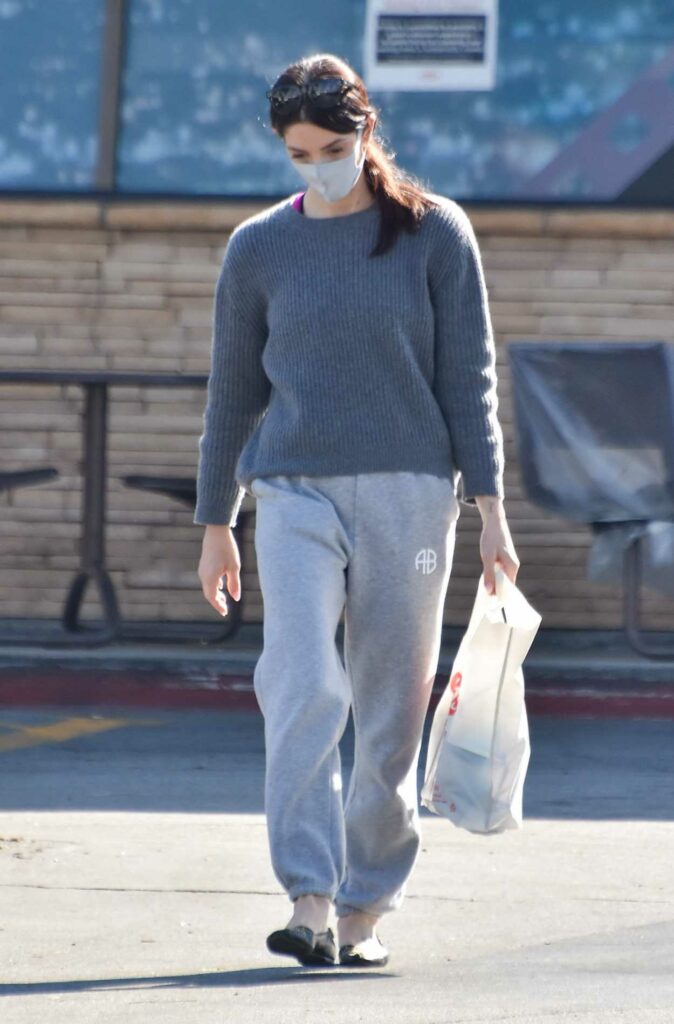 Ashley Greene in a Grey Sweatpants