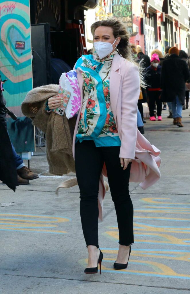 Hilary Duff in a Pink Coat