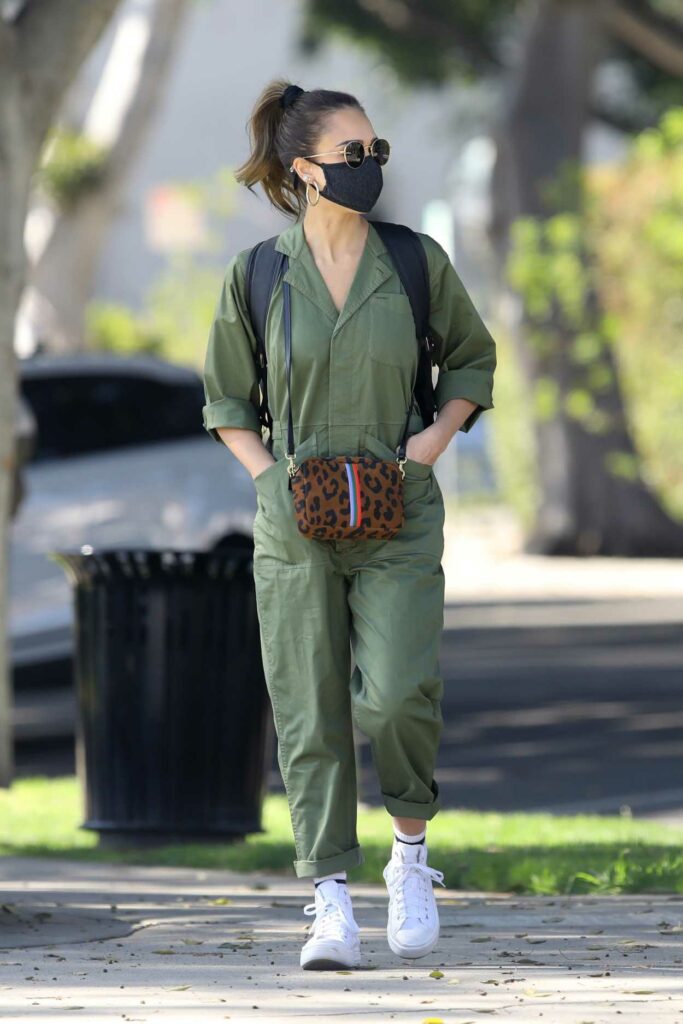 Jessica Alba in a Green Jumpsuit