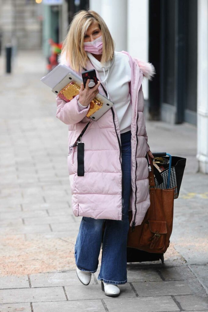Kate Garraway in a Pink Puffer Coat