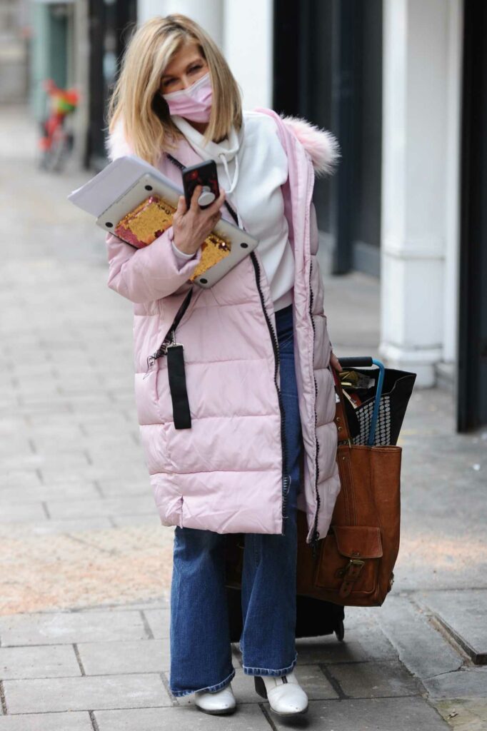 Kate Garraway in a Pink Puffer Coat