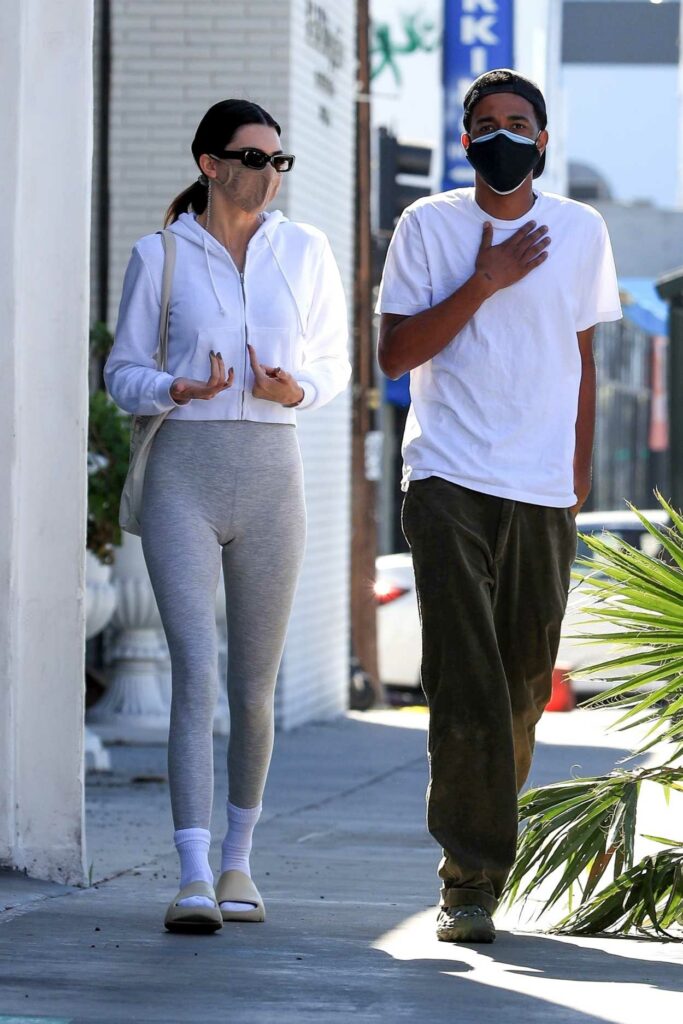Kendall Jenner in a Grey Leggings