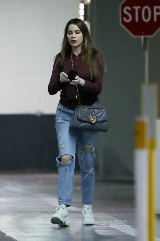 Sofia Vergara in a Blue Ripped Jeans