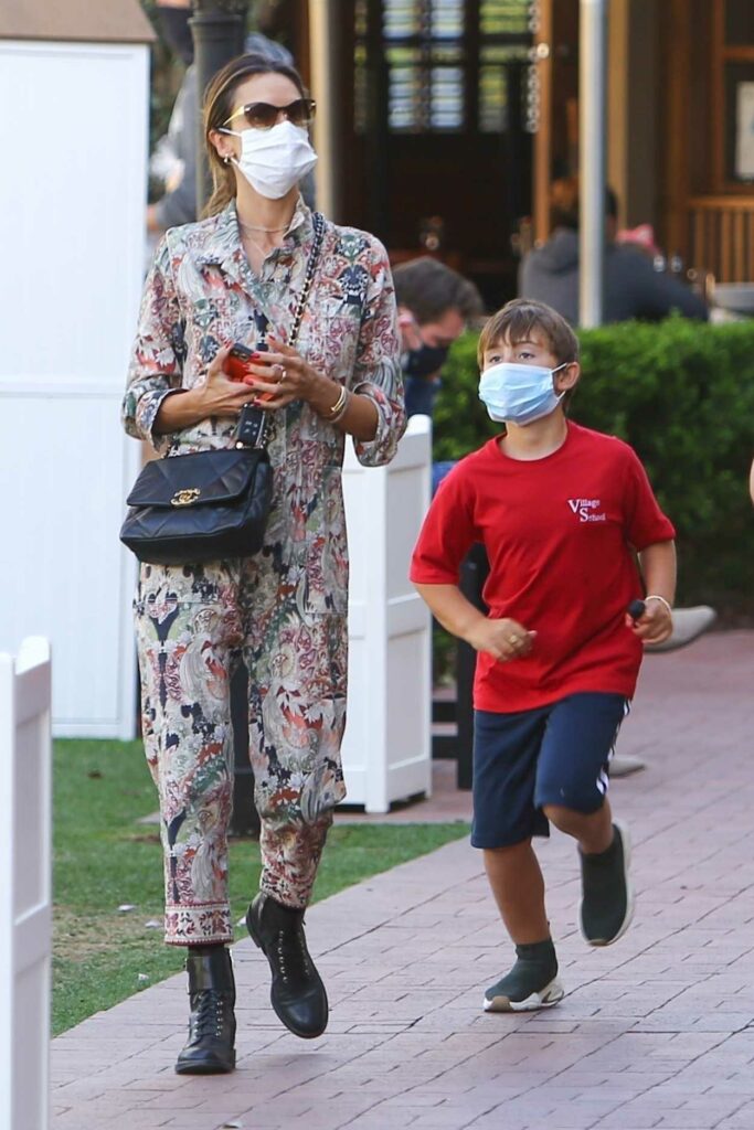 Alessandra Ambrosio in a Floral Print Jumpsuit