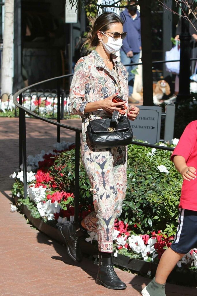 Alessandra Ambrosio in a Floral Print Jumpsuit