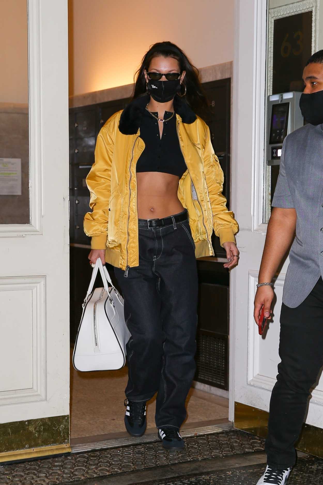 Bella Hadid in a Yellow Bomber Jacket Was Seen Out in New York 03/10 ...