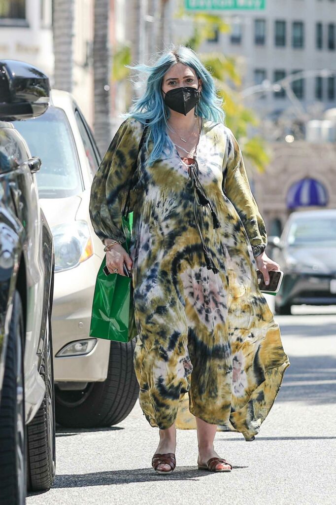 Hilary Duff in a Black Protective Mask