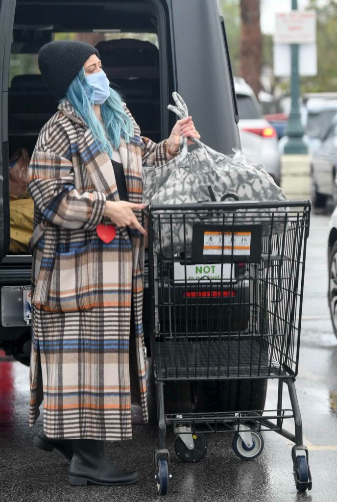 Hilary Duff in a Plaid Coat