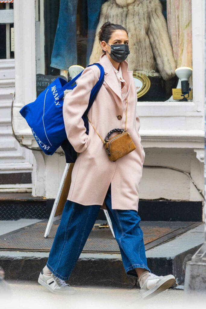 Katie Holmes in a Pink Coat