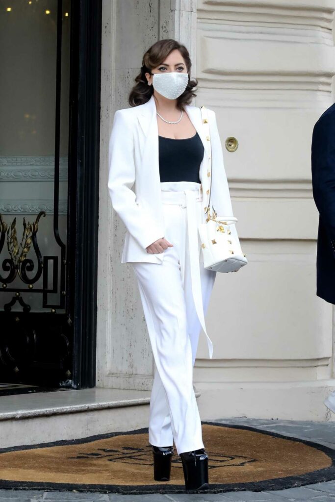 Lady Gaga in a White Suit