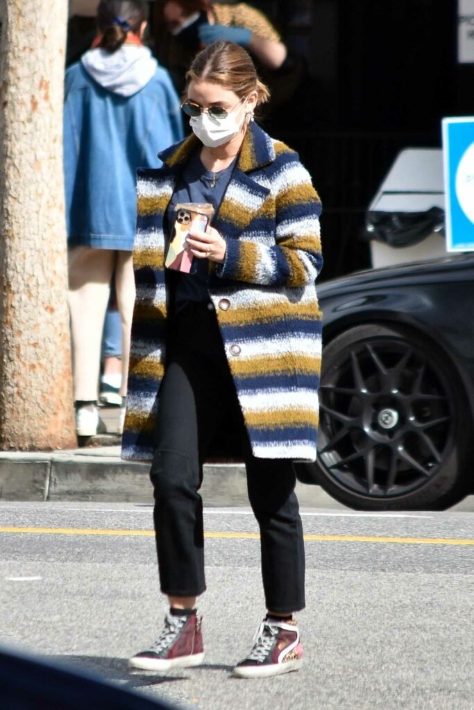Lucy Hale in a Striped Coat