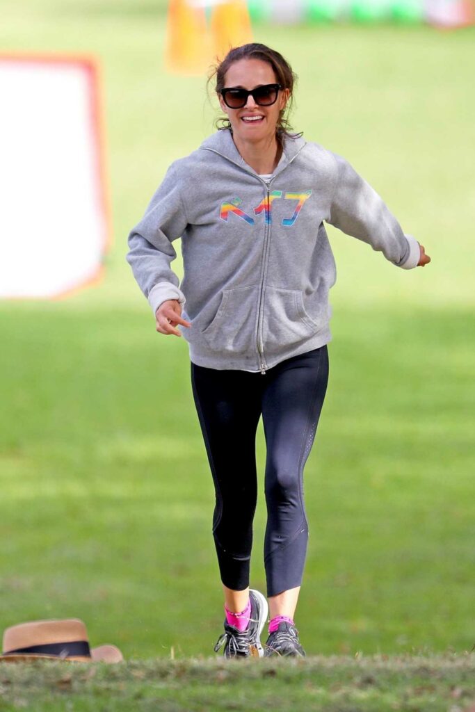 Natalie Portman in a Grey Track Jacket