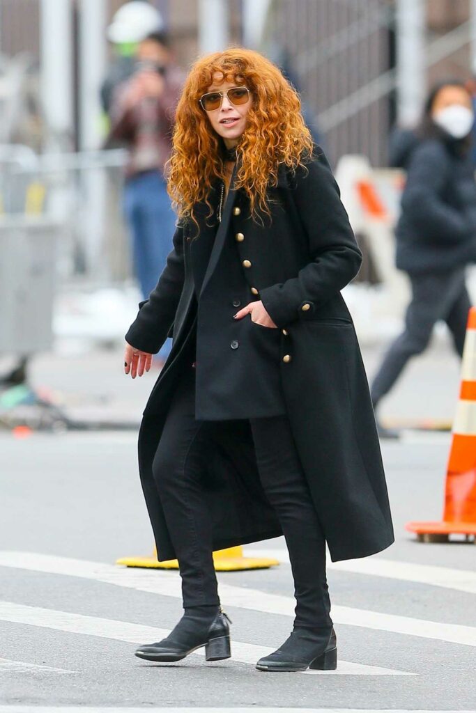 Natasha Lyonne in a Black Coat