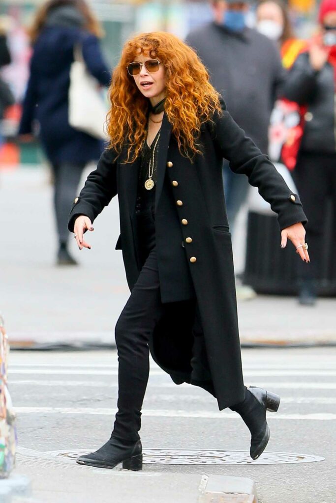 Natasha Lyonne in a Black Coat