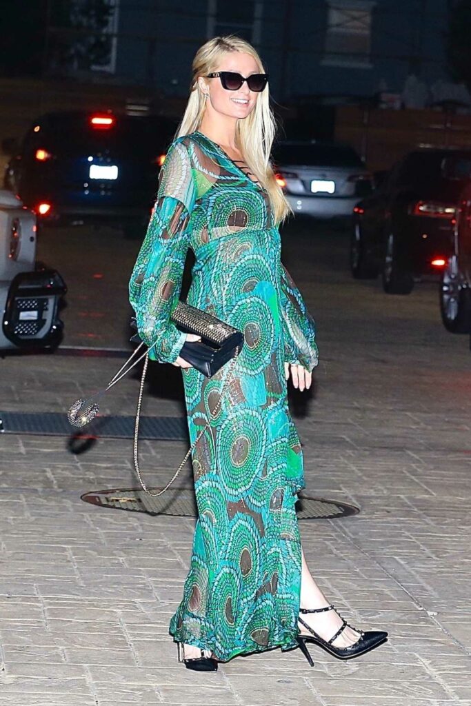 Paris Hilton in a Green Dress