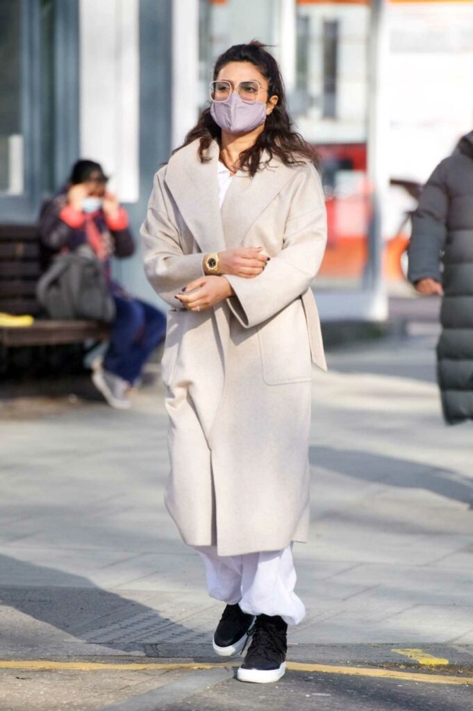 Priyanka Chopra in a Beige Coat