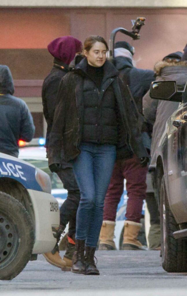 Shailene Woodley in a Black Puffer Jacket