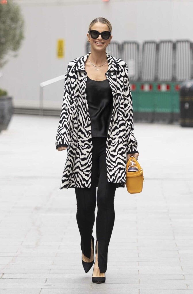 Vogue Williams in a Zebra Print Coat
