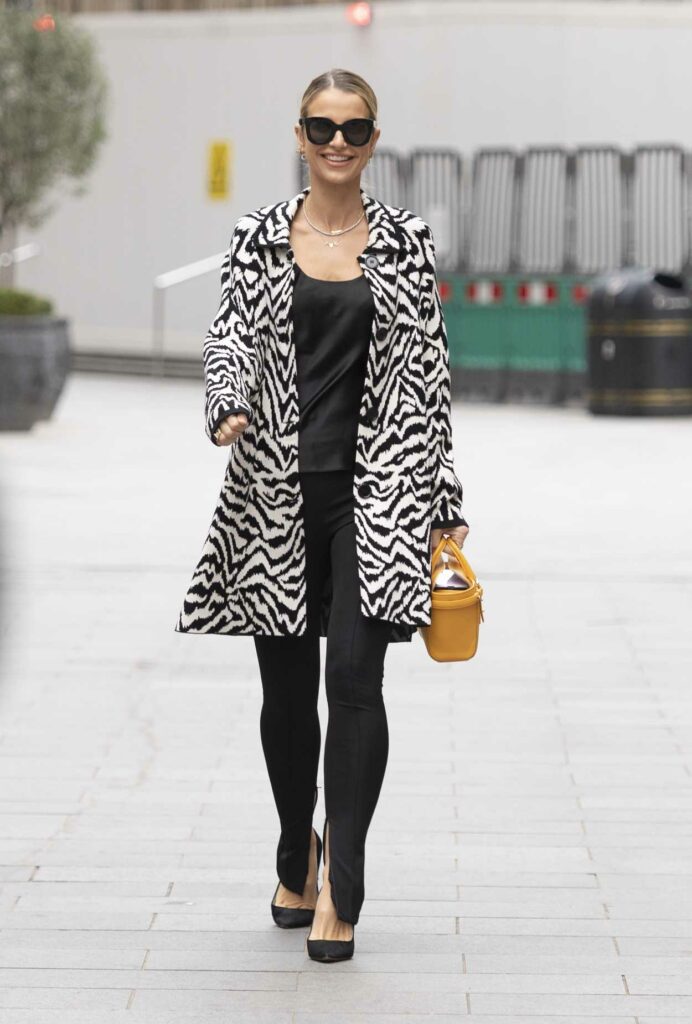 Vogue Williams in a Zebra Print Coat