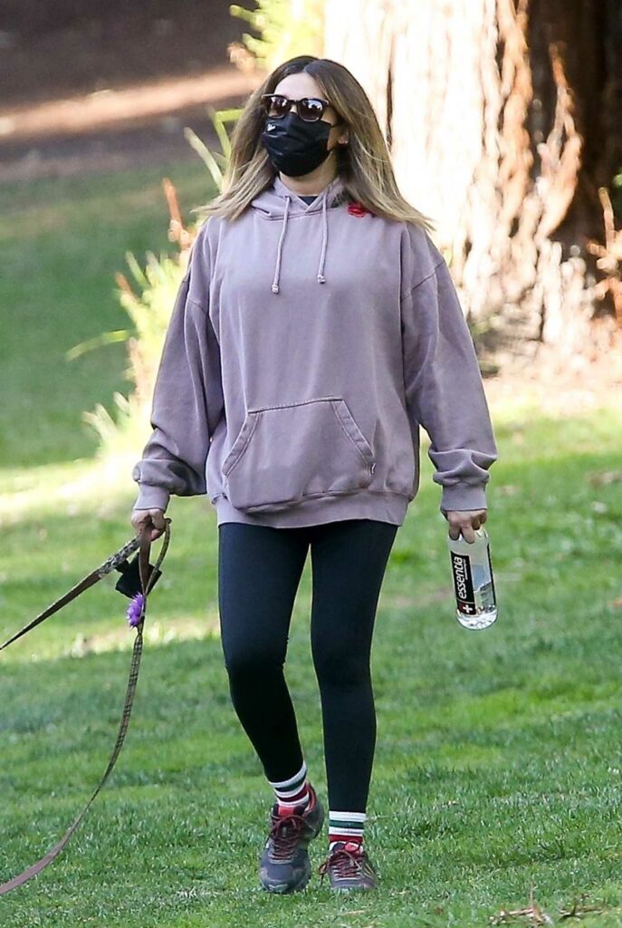 Ashley Tisdale in a Lilac Hoodie