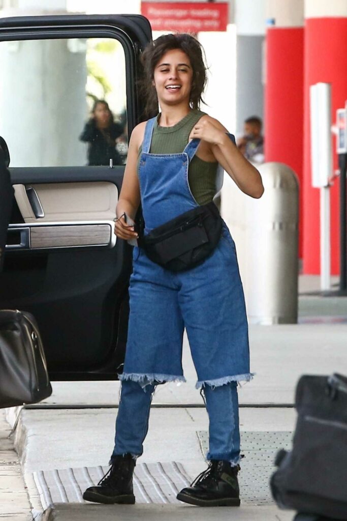 Camila Cabello in a Blue Denim Jumpsuit