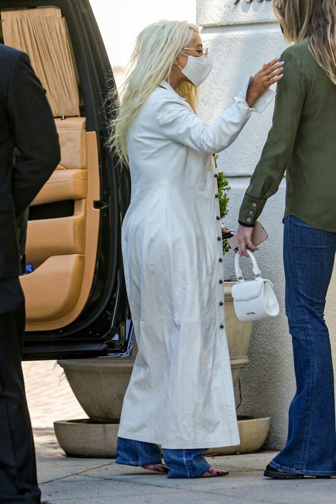 Christina Aguilera in a White Trench Coat
