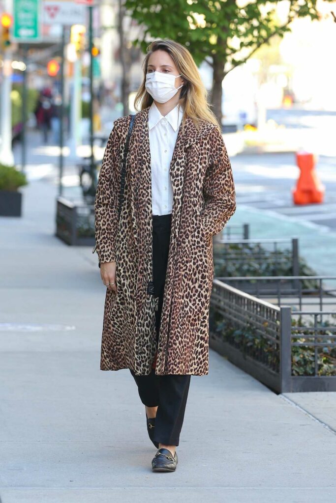 Dianna Agron in an Animal Print Trench Coat