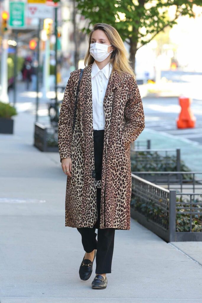 Dianna Agron in an Animal Print Trench Coat