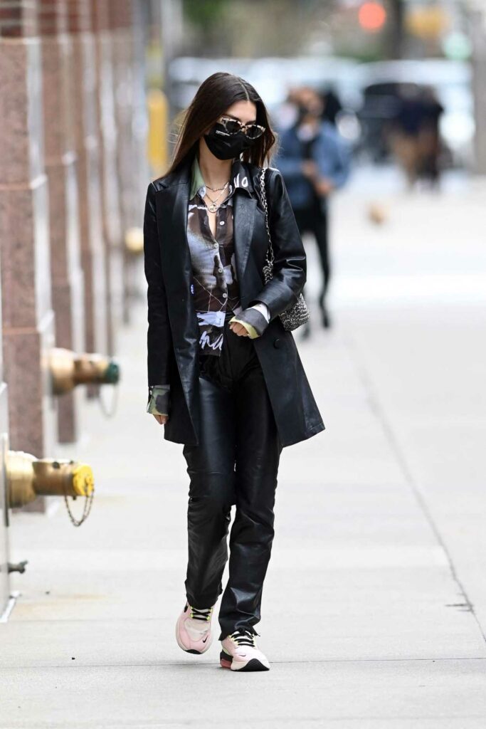 Emily Ratajkowski in a Black Leather Outfit