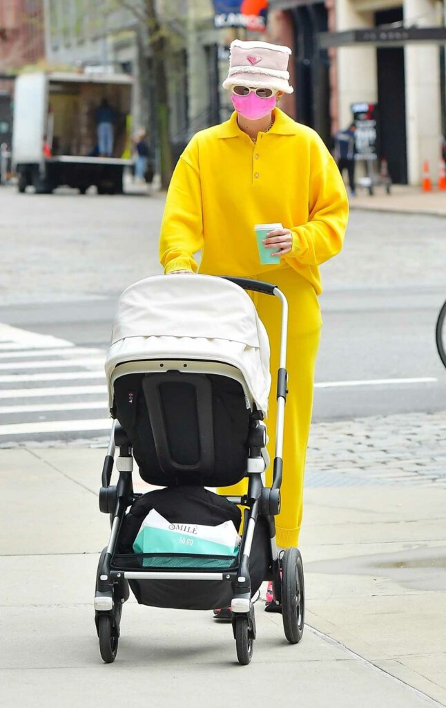 Gigi Hadid in a Yellow Sweatsuit