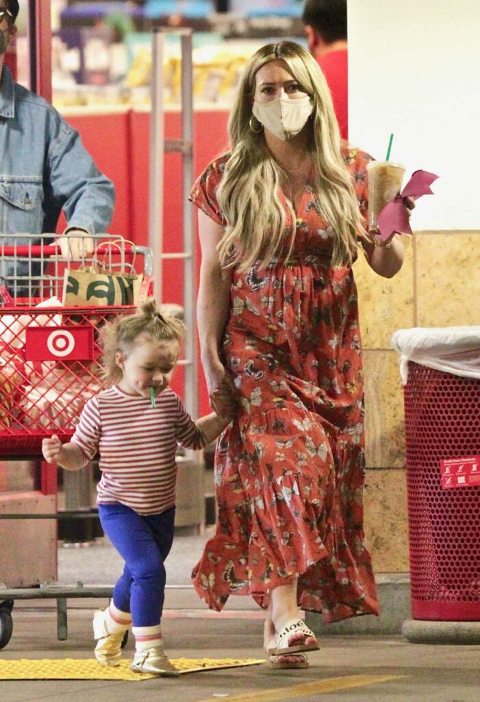 Hilary Duff in a Butterfly Print Red Dress